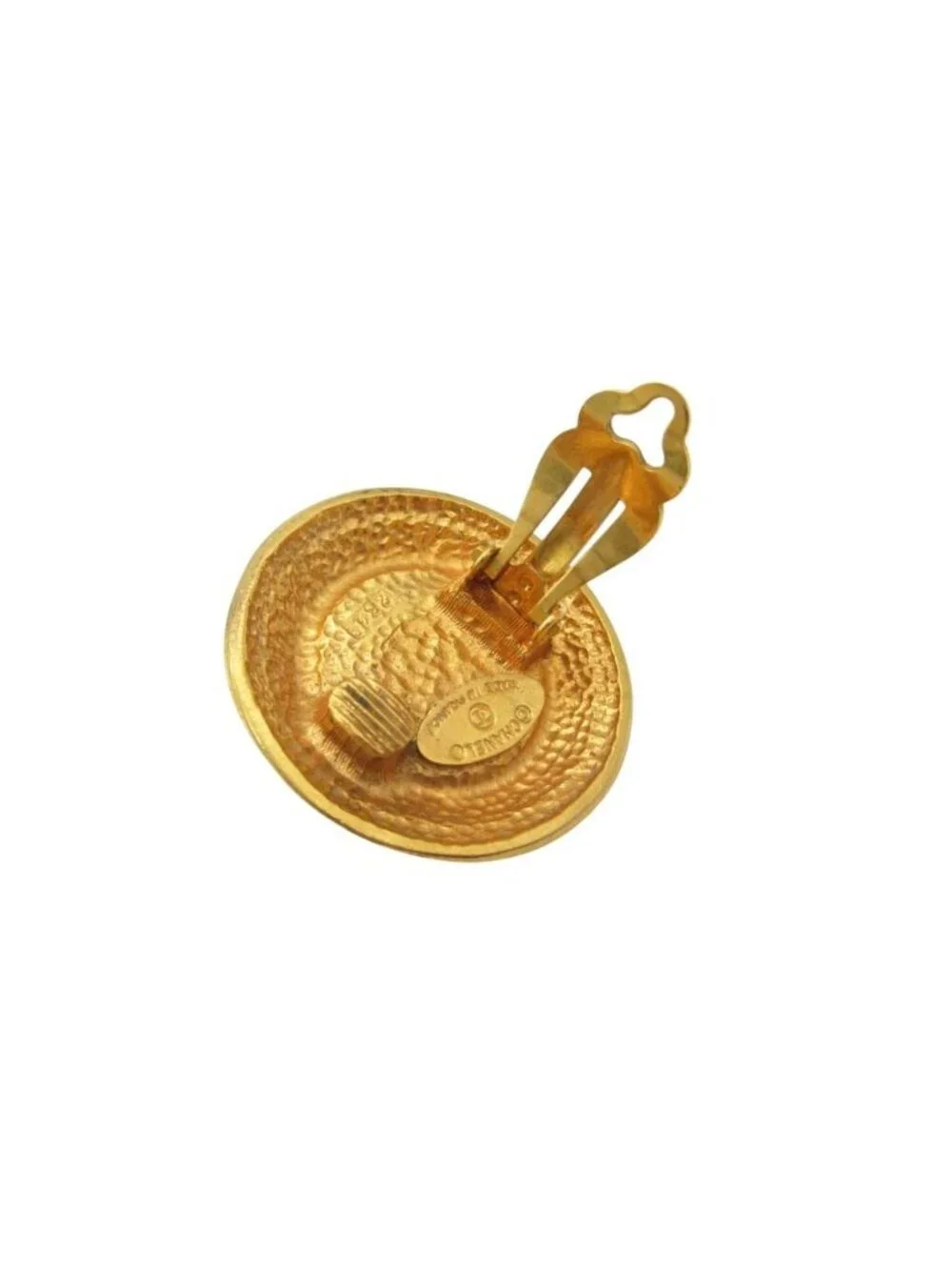 Chanel Earring Vintage Logo Pearl Single Gold